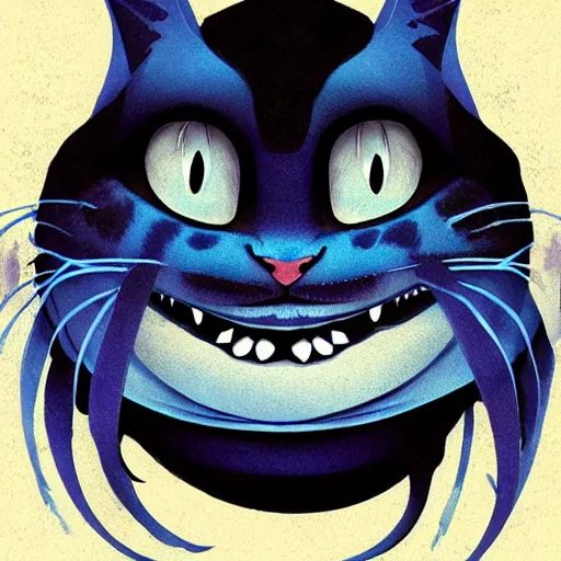 Prompt: a bluish black cheshire cat photoshop filter cutout vector, behance hd by jesper ejsing, by rhads, makoto shinkai and lois van baarle, ilya kuvshinov global illumination