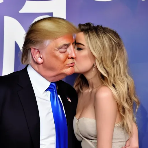 Prompt: amber heard kissing donald trump