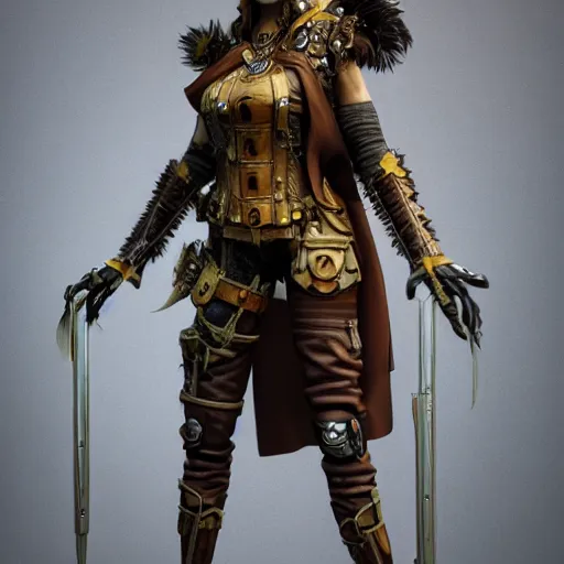 Image similar to full body photo of a steampunk amazon warrior, highly detailed, 4k, HDR, award-winning, artstation, octane render