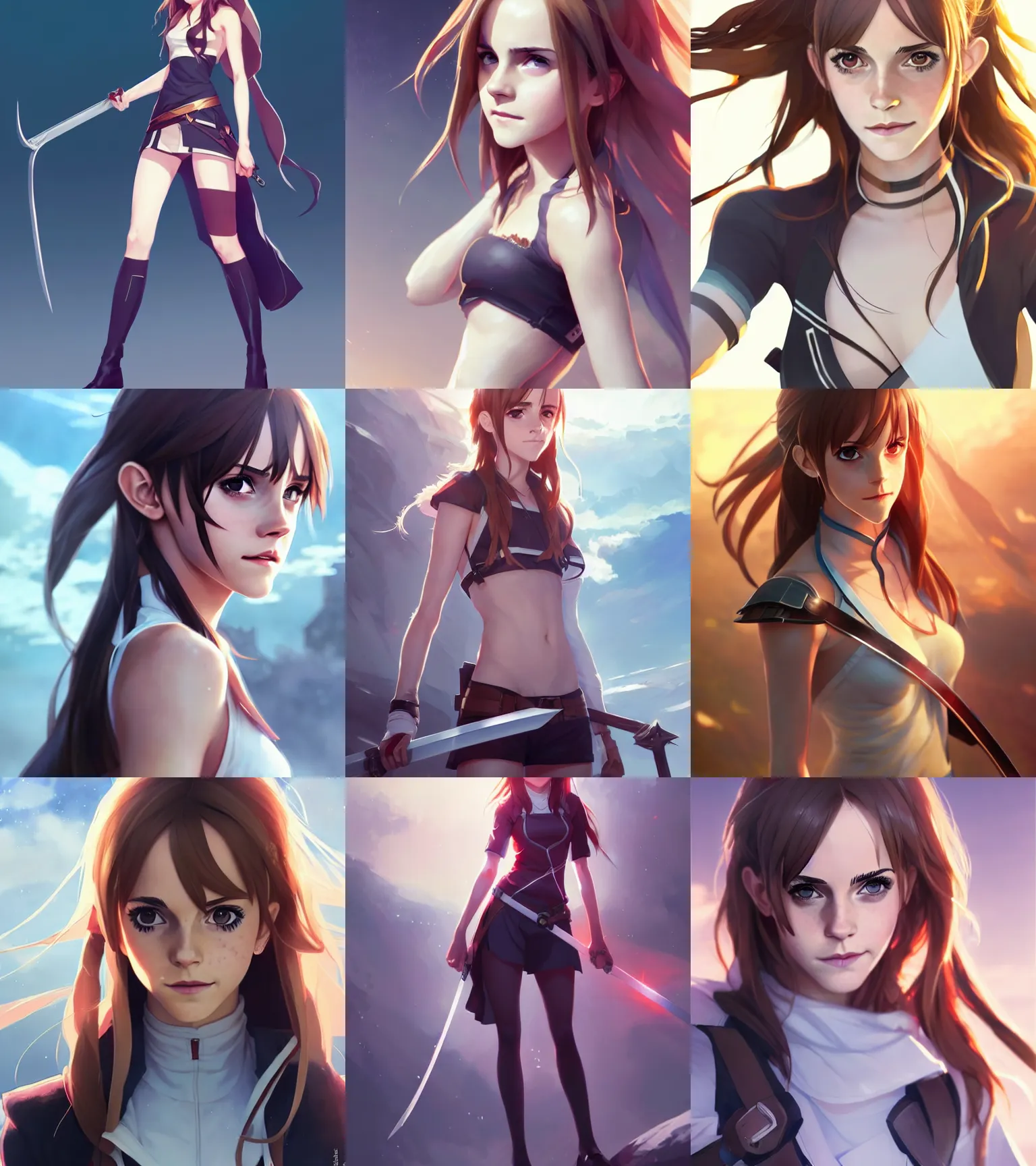 Prompt: attractive Emma Watson as yuuki asuna from sword art online, hourglass slim figure, full body shot close up, seductive smile, details, sharp focus, illustration, by Jordan Grimmer and greg rutkowski, Trending artstation, pixiv, digital Art