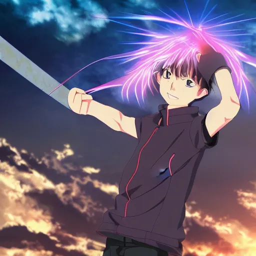 Image similar to Anime key visual of a young boy with thunder powers, official media, 8k, anime, detailed