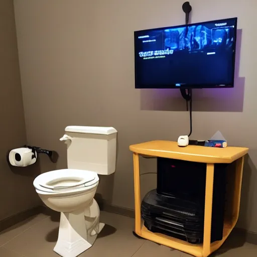 Prompt: gaming chair combined with a toilet