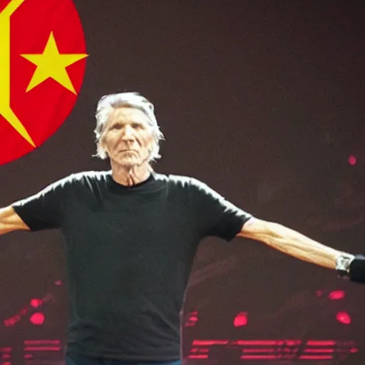 Image similar to roger waters sieg heil to chinese national flag