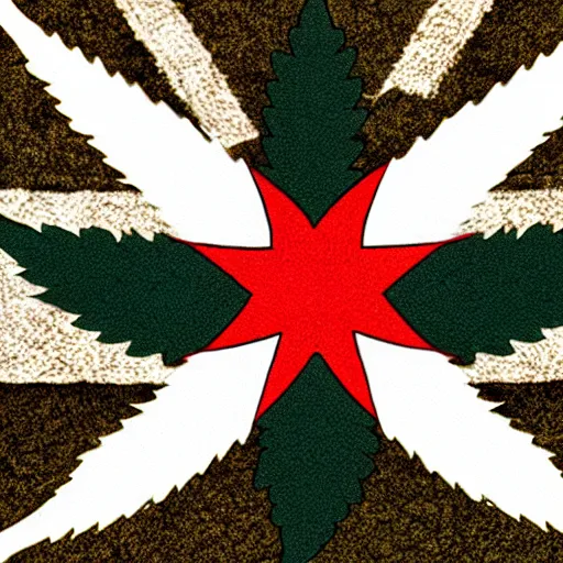 Image similar to cannabis leaf on the aboriginal australian flag with a dark blue patch and the white stars southern cross