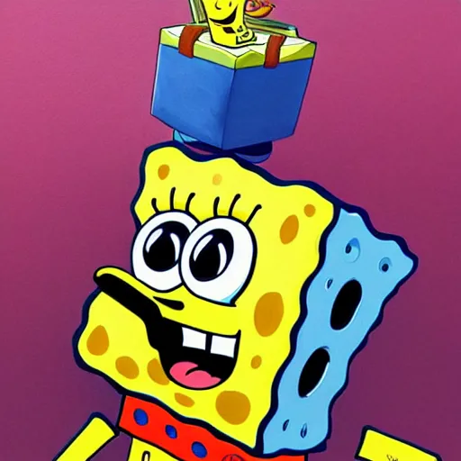 Prompt: beautiful painting of Spongebob in the style of Alexandr Kumpan, detailed, trending on Artstation