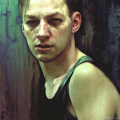 Prompt: hyperrealist portrait of james sunderland from silent hill 2 by jeremy mann and alphonse mucha, fantasy art, photo realistic, dynamic lighting, artstation, poster, volumetric lighting, very detailed faces, award winning