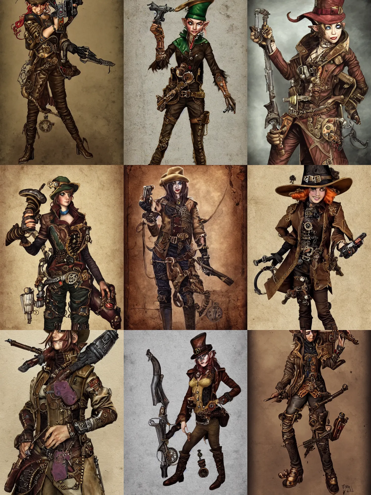 Prompt: steampunk elf gunslinger