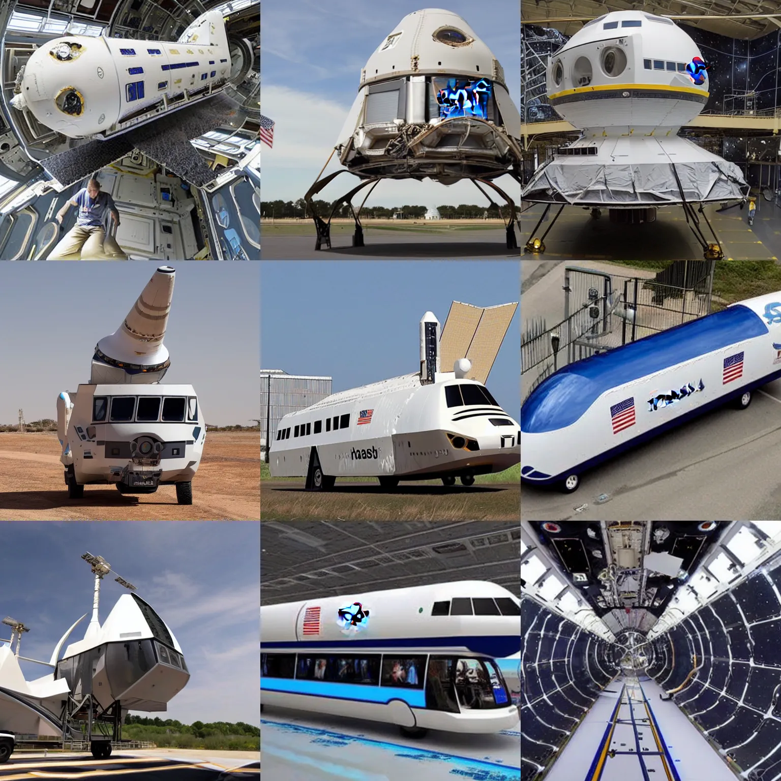 Prompt: nasa's new spaceship made from a bus, orbiting earth