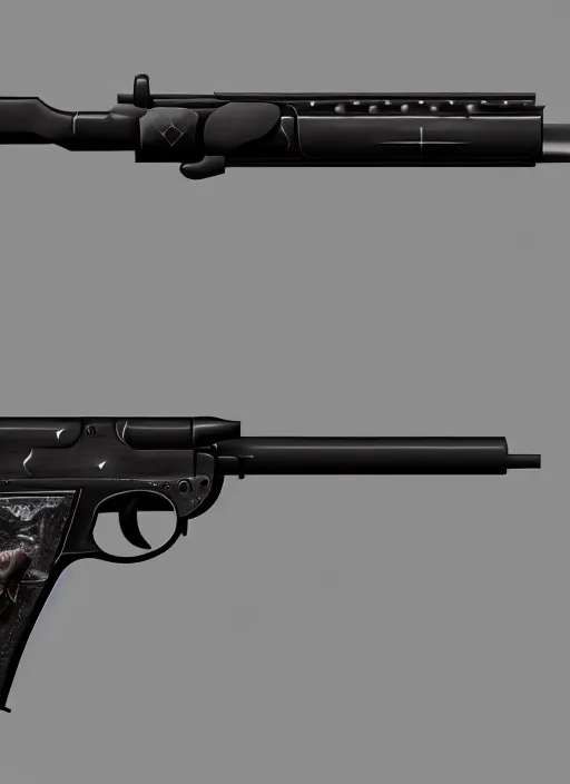 Image similar to gun, concept art, hyperrealistic, 4 k