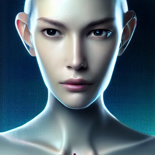 Prompt: Perfectly-Centered Half-body-Portrait of a Mechanical Cyberpunk Female Android, perfectly centered photograph, facing forward, stranding straight, intricate, elegant, super highly detailed, professional digital painting, artstation, concept art, smooth, sharp focus, no blur, no dof, extreme illustration, Unreal Engine 5, Photorealism, HD quality, 8k resolution, cinema 4d, 3D, beautiful, cinematic, art by artgerm and greg rutkowski and alphonse mucha and loish and WLOP