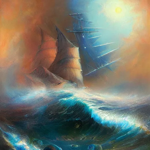 Image similar to a mind forever voyaging, fantasy, sea, cosmos, eternity, johan grenier