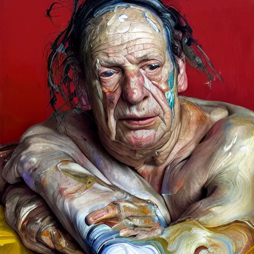 Prompt: high quality high detail painting by lucian freud and jenny saville, hd, hyper diemensional, turquoise