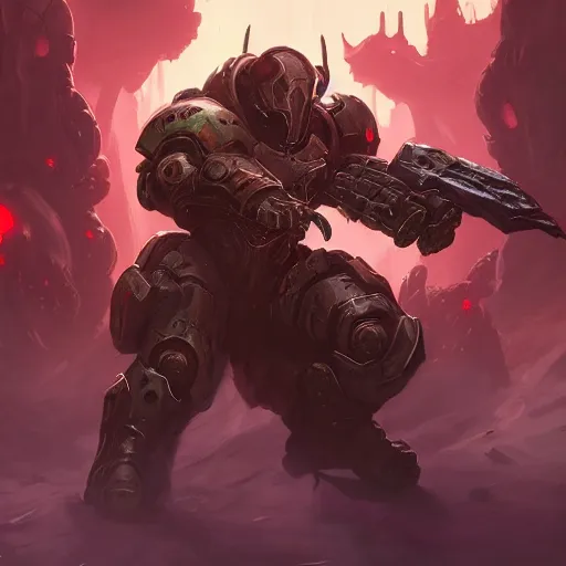 Image similar to doom slayer, warframe, fantasy art heartstone video game icon, 2 d game art gta cover, official fanart behance hd artstation by jesper ejsing, by rhads, makoto shinkai and lois van baarle, ilya kuvshinov, rossdraws