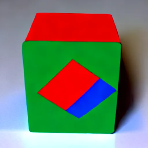 Prompt: a blue cube on top of a red cube on top of a green cube