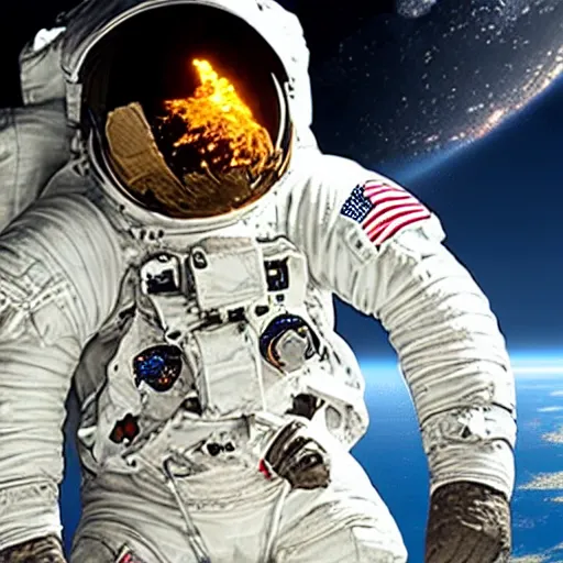 Image similar to astronaut seeing ballastic missile launched in earth