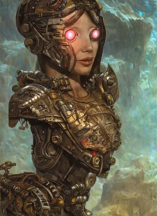 biblical cyborg girl with glowing eyes, stone armour, | Stable ...