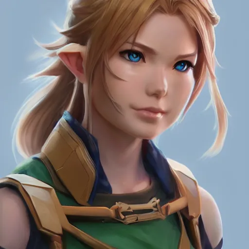 Prompt: female version of Link , made by Stanley Artgerm Lau, WLOP, Rossdraws, ArtStation, CGSociety, concept art, cgsociety, octane render, trending on artstation, artstationHD, artstationHQ, unreal engine, 4k, 8k,