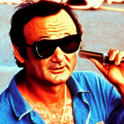 Image similar to bill murray in fear and loathing in las vegas, movie still, promotional shot