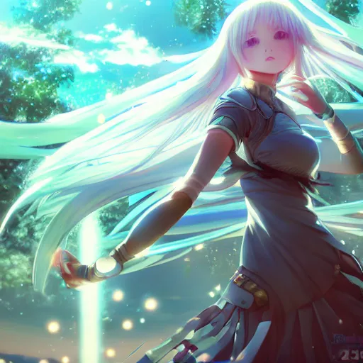 Prompt: advanced digital anime art, anime girl, Lucy the god of time, dramatic, cinematic lighting, MCU, mid-shot, highly detailed, trending on pixiv, Unreal Engine 4k, depth of field, Artgerm, WLOP, Rossdraws, James Jean, Andrei Riabovitchev, Marc Simonetti, and Sakimichan