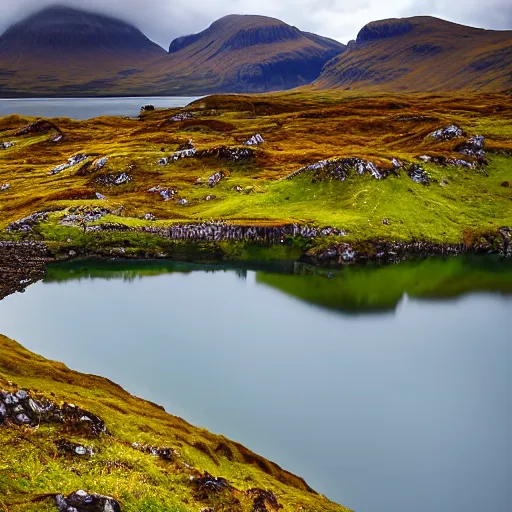 Prompt: a scenic view of a scottish loch in the isle of skye,