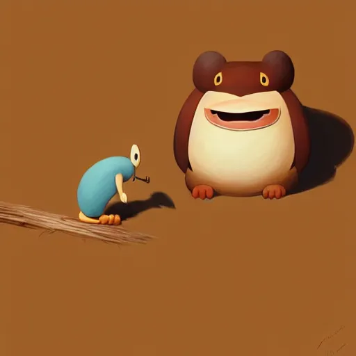 Image similar to goro fujita ilustration a happy beaver eating wood by goro fujita, painting by goro fujita, sharp focus, highly detailed, artstation