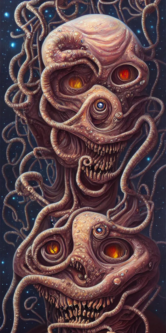 Image similar to oil on canvas portrait painting, polycount, surrealism, surrealist, lovecraftian, cosmic horror, high detail