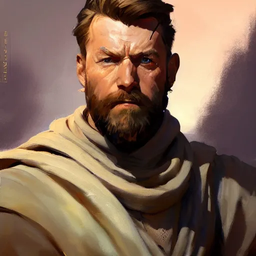 Image similar to greg manchess portrait painting of armored obi wan kenobi as overwatch character, medium shot, asymmetrical, profile picture, organic painting, sunny day, matte painting, bold shapes, hard edges, street art, trending on artstation, by huang guangjian and gil elvgren and sachin teng