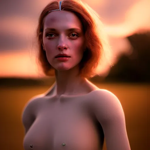 Image similar to photographic portrait of a stunningly beautiful renaissance female replicant android robot in soft dreamy light at sunset, contemporary fashion shoot, by edward robert hughes, annie leibovitz and steve mccurry, david lazar, jimmy nelsson, breathtaking, 8 k resolution, extremely detailed, beautiful, establishing shot, artistic, hyperrealistic, beautiful face, octane render