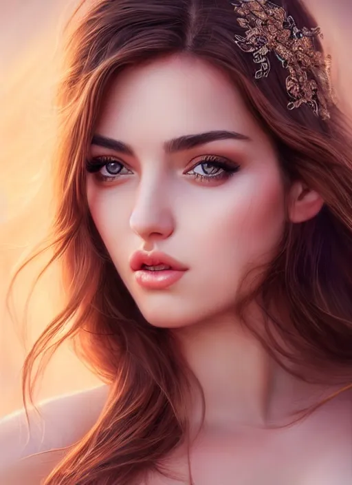 Image similar to a gorgeous greek female photo, professionally retouched, soft lighting, realistic, smooth face, full body shot, torso, dress, perfect eyes, sharp focus on eyes, 8 k, high definition, insanely detailed, intricate, elegant, art by artgerm and jason chan