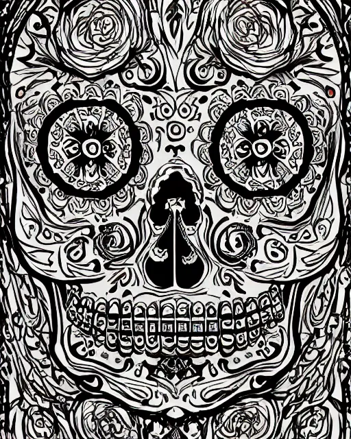 dia de los muertos theme multicolor line art sticker | Stable Diffusion ...