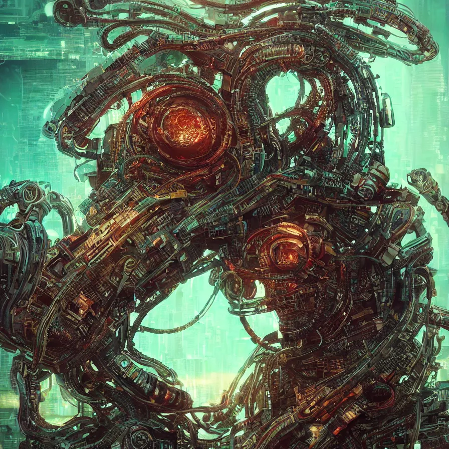 Image similar to portrait of a squid monster. intricate abstract. cyberpunk, vhs glitch. intricate artwork. by Tooth Wu, wlop, beeple, dan mumford. octane render, trending on artstation, greg rutkowski very coherent symmetrical artwork. cinematic, hyper realism, high detail, octane render, 8k