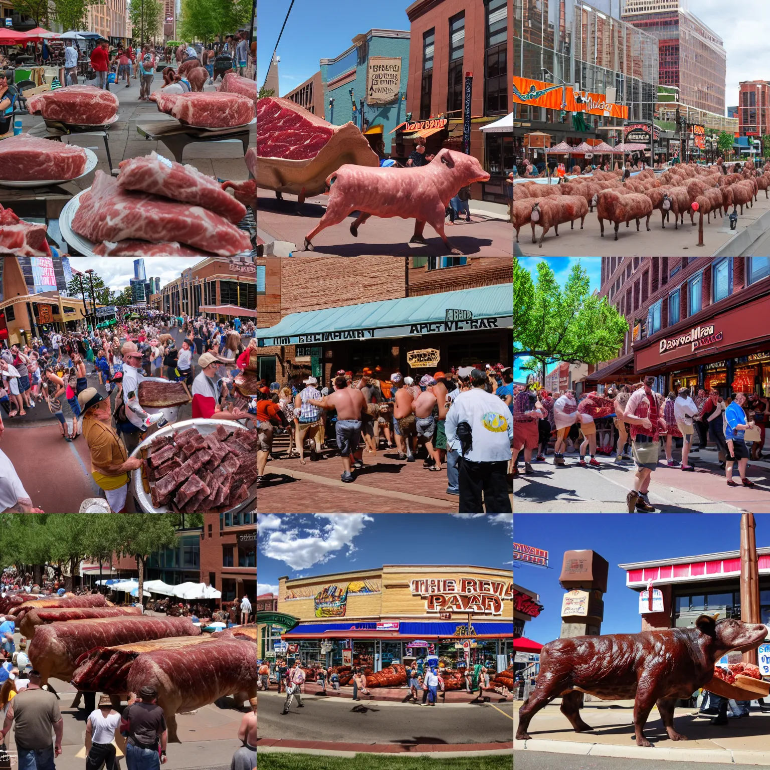 Prompt: the denver meat parade, extremely detailed, 8 k, high quality, vacation photos,