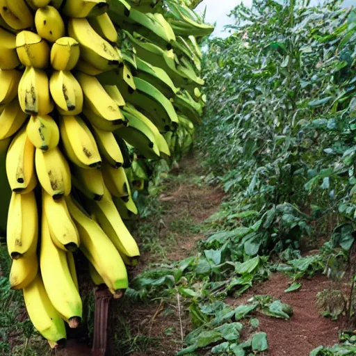 Prompt: how bananas grow