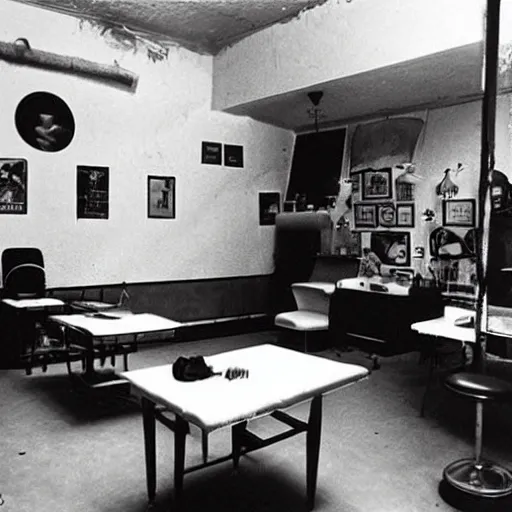 Image similar to “ interior of tattoo studio in 1 9 6 0 ”