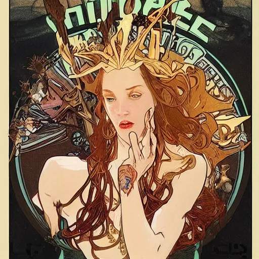 Image similar to crackhead with lord smoking crack cocaine by mcfarlane, alphonse mucha, artgerm and greg rutkowski and magali villeneuve. drug addicts