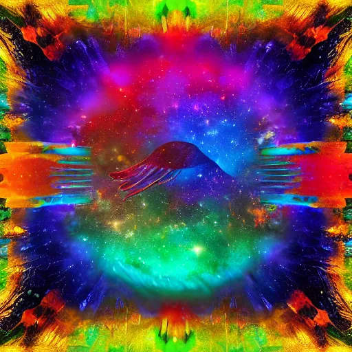 Image similar to rainbow cosmic raven