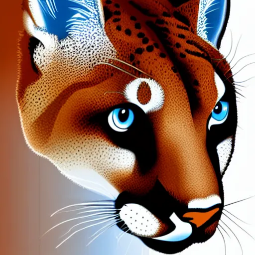 Image similar to a profile vector illustration of a cougar head blue white