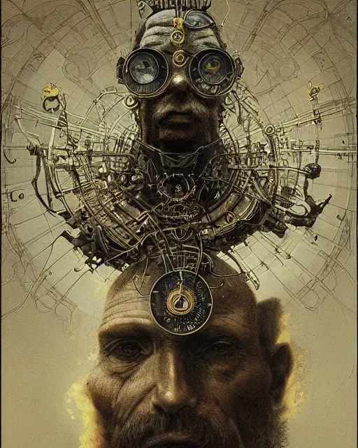 Image similar to epic portrait of victorian man scientist, steampunk, highly detailed, intricate details, symmetry, golden ratio, illustration, realistic, 8 k, high sharpness, by beksinski and rutkowski and stalenhag