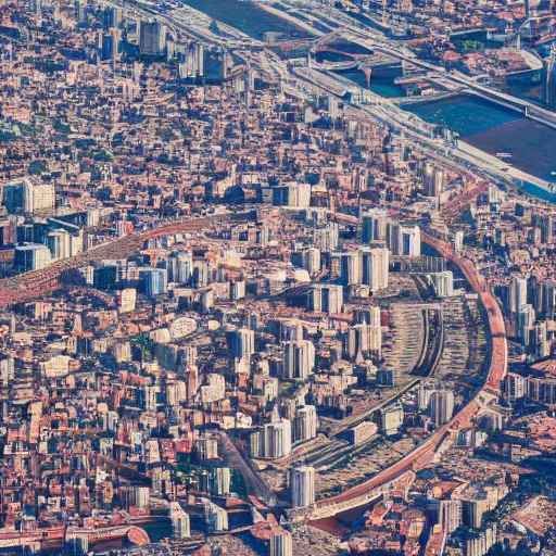 Prompt: aerial photo of a city with its architecture inspired by peanuts and human anatomy, 4k