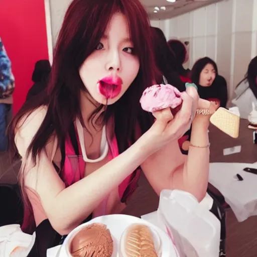 Prompt: Hyuna eating ice cream