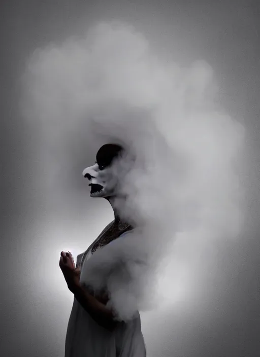 Image similar to a Photorealistic dramatic hyper realistic render of a glamorous Mexican ghost smoke by Ken Brower and Deborah Ory, Lois Greenfield, Beautiful dynamic dramatic dark moody lighting, volumetric, shadows, cinematic atmosphere, Octane render, 8K