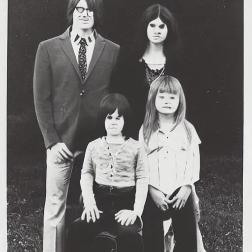 Prompt: haunted awkward 1 9 7 0 s family photo