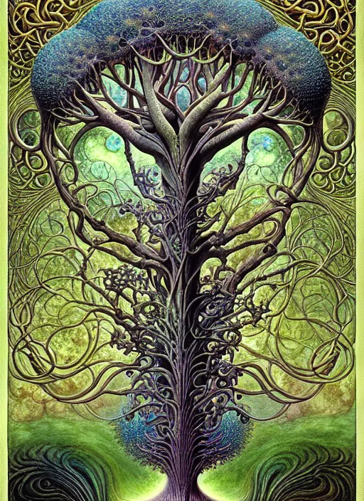 Image similar to tree of life by roger dean and andrew ferez, art forms of nature by ernst haeckel, divine chaos engine, symbolist, visionary, art nouveau, botanical fractal structures, organic, detailed, realistic, surreality