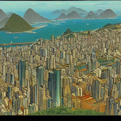 Image similar to rio de janeiro painted by moebius