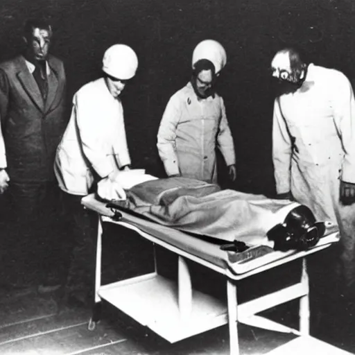 Image similar to old photo of an alien autopsy