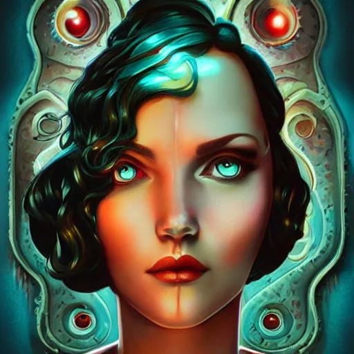 Image similar to Lofi Lovecraft Lovecraftian BioShock portrait Pixar style by Tristan Eaton Stanley Artgerm and Tom Bagshaw