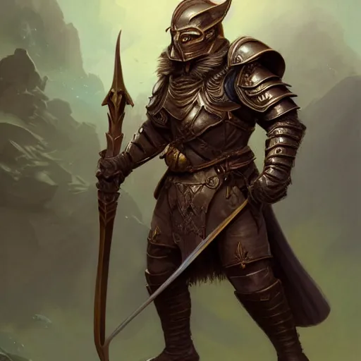 Prompt: ( ( ( full length portrait of a dark tabby tabaxi paladin, halberd, breastplate ) ) ), d & d, tyler jacobson, greg rutkowski, frank frazetta, alexandre chaudret, boris vallejo, michael whelan, miro petrov, magali villeneuve, donato giancola