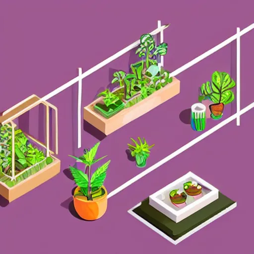 Prompt: hand - drawn minimalistic interior design of cannabis pot plant cafe, isometric, fun cute art