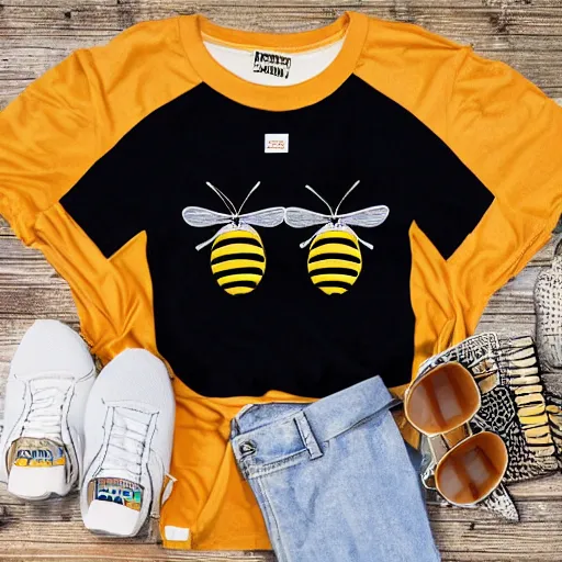 Prompt: bees buzzing, graphic tees