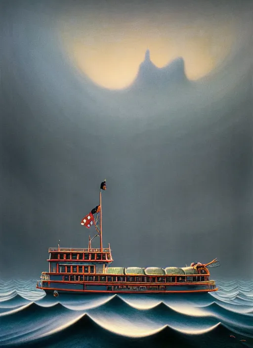 Prompt: hyper detailed 3d render like a Oil painting - the steamboat by Jacek Yerka, Mariusz Lewandowski, Houdini algorithmic generative render, Abstract brush strokes, Masterpiece, Edward Hopper and James Gilleard, Zdzislaw Beksinski, Mark Ryden, Wolfgang Lettl, hints of Yayoi Kasuma, octane render, 8k